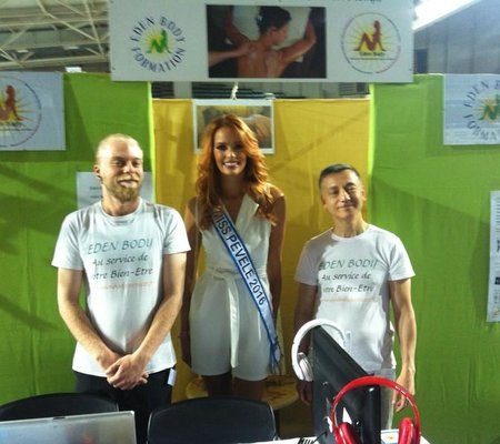 Stand Eden Body sur le salon du bien être bio énergies Orchies 10 et 11 juin 2017 : Maeva Coucke, Miss Pévèle 2016